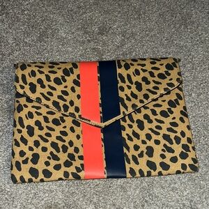 NEW Leopard Print Clutch with Accent stripes